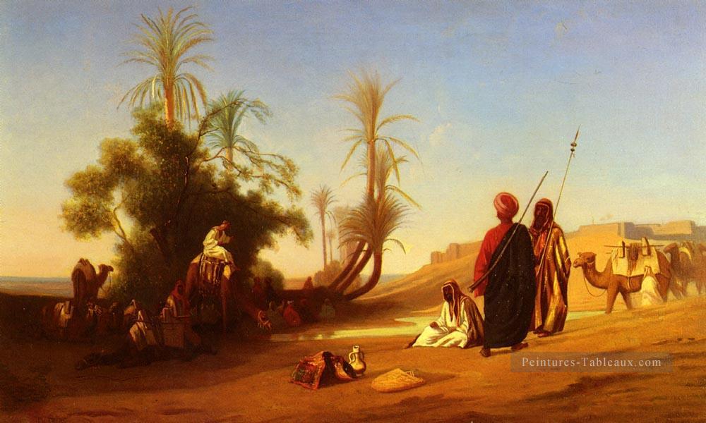Halte A LOasis Arabe Orientaliste Charles Théodore Frère Peintures à l'huile